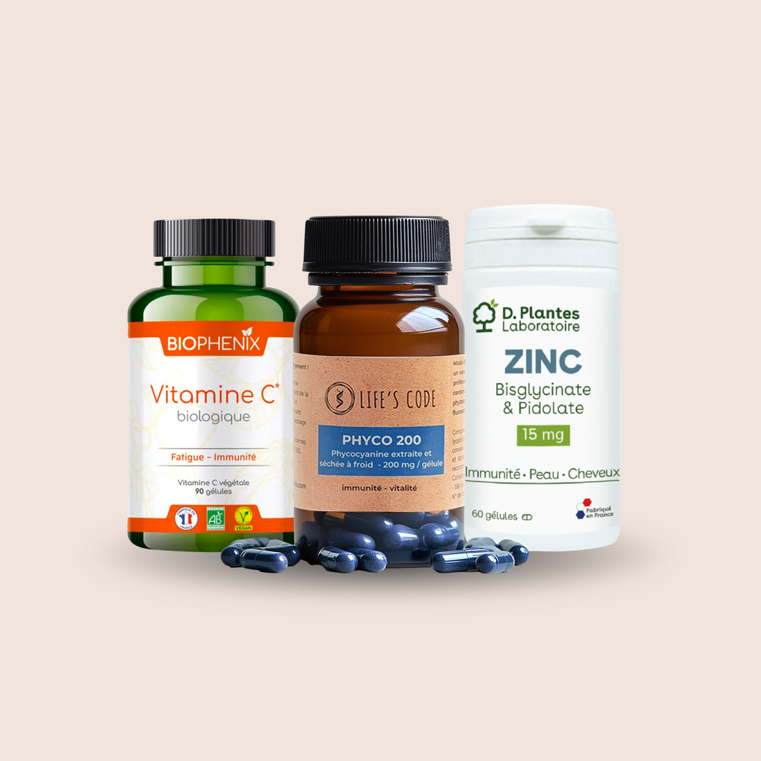 Pack Routine de rentrée Aponia avec Vitamine C bio, Phycocyanine Life’s Code et Zinc bisglycinate, pour énergie, immunité et vitalité – France