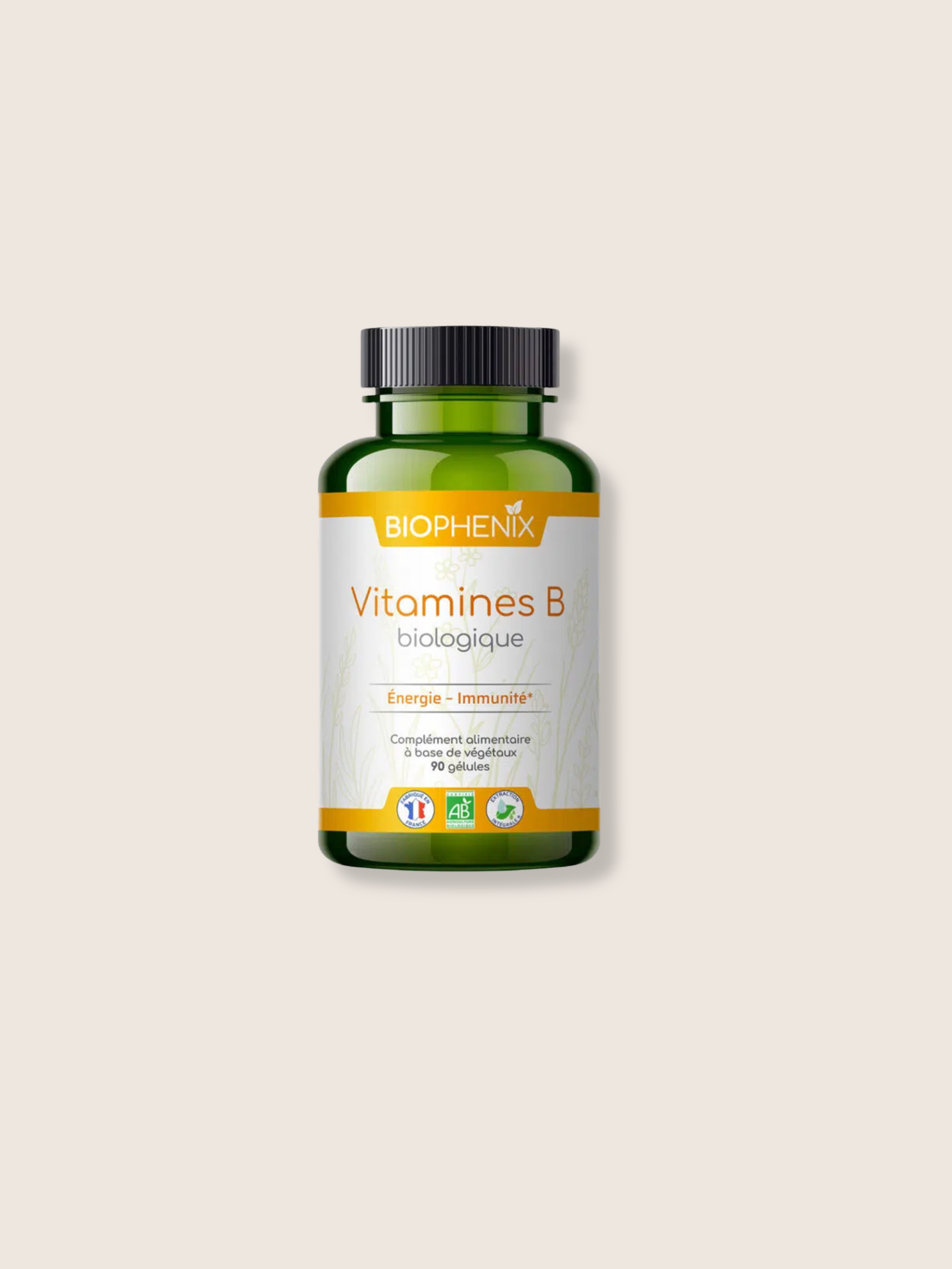 Flacon de gélules de vitamines B bio naturelles, Biophenix